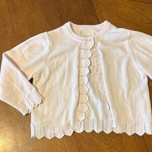 Classic Light Pink Scalloped Trim Cardigan